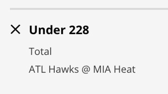 Odds for the UNDER in Hawks-Heat from DraftKings Sportsbook as of Tuesday, April 11th at 11:30 a.m. ET.