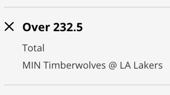 Odds for the OVER in Lakers-Timberwolves from DraftKings Sportsbook as of Tuesday, April 11th at 11:30 a.m. ET.