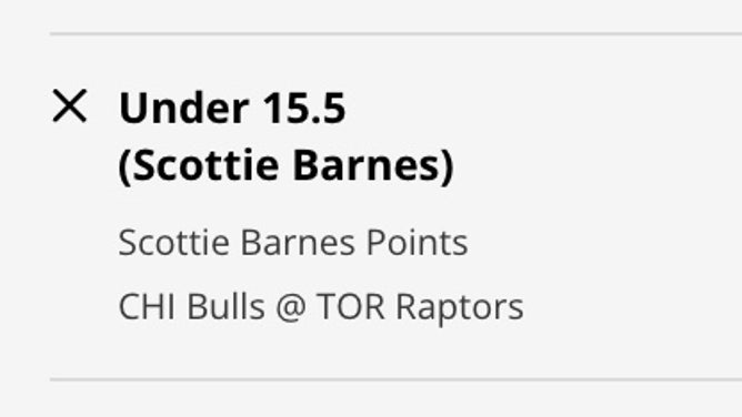 Odds for the Under Toronto Raptors' Scottie Barnes point prop at DraftKings.