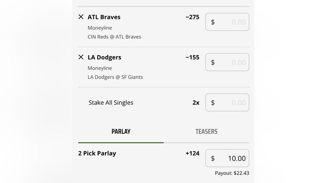 Odds for an MLB 2-team parlay as of Wednesday, April 12th at 11 a.m. ET from DraftKings Sportsbook.
