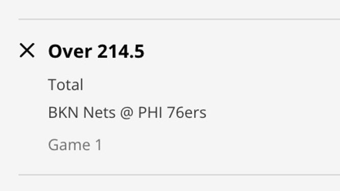 Odds for the Over in Nets-76ers Game 1 of the NBA Eastern Conference first round at DraftKings Sportsbook.