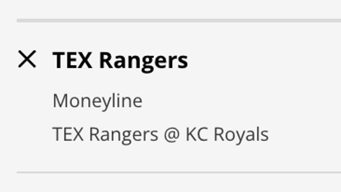 The Texas Rangers' odds at the Kansas City Royals as of Tuesday, April 18th as of 2 p.m. ET. from DraftKings.