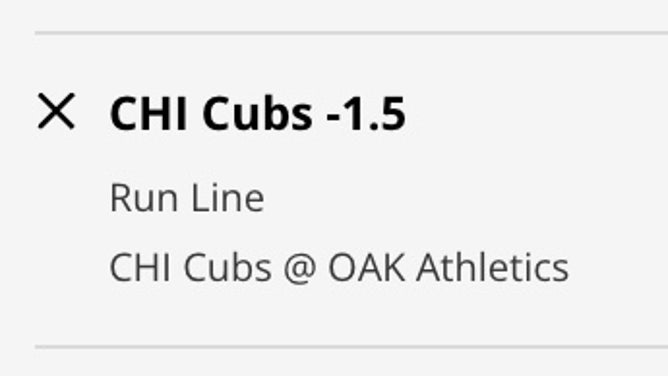 The Chicago Cubs' odds at the Oakland Athletics Tuesday, April 18th as of 2 p.m. ET. from DraftKings.