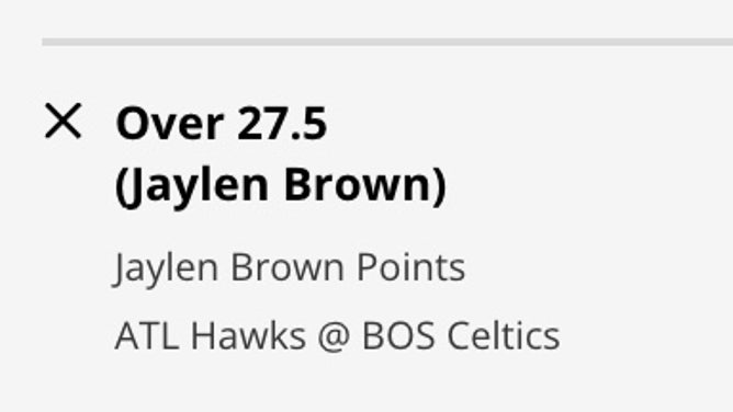 Odds for Celtics SF Jaylen Brown's point prop vs. the Hawks in Game 2 of the NBA playoffs at DraftKings.