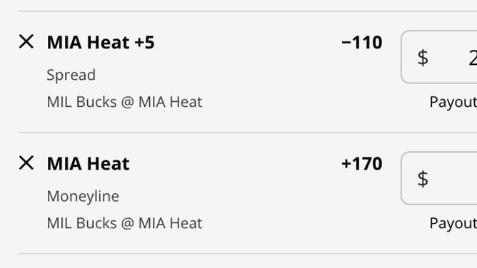 The Miami Heat's spread and ML odds for Game 3 vs. the Milwaukee Bucks from DraftKings Sportsbook.