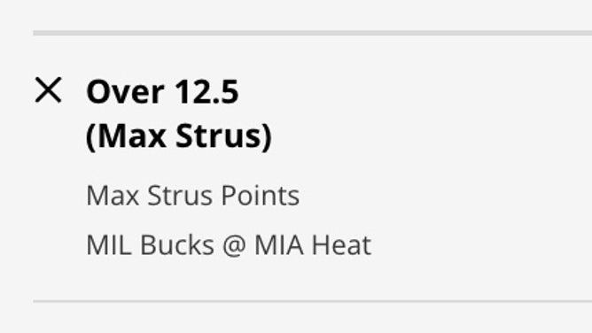 Odds for the Over in Heat SG Max Strus's point prop in Game 4 from DraftKings.