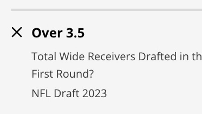 Odds for the total number of wide receivers taken in the 1st-round of the 2023 NFL Draft from DraftKings.
