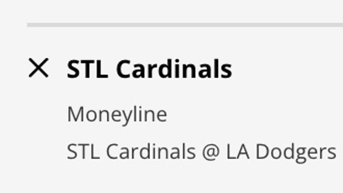 St. Louis's moneyline odds vs. LAD Saturday from DraftKings as of 2:45 p.m. ET.