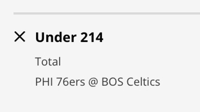 Odds for the UNDER in Sixers at Celtics for Game 1 as of Monday, May 1st at 10:35 a.m. ET from DraftKings.