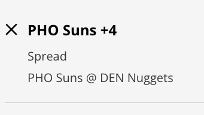 Odds for the Suns plus the points vs. the Nuggets in Game 2 from DraftKings as of 12:45 p.m. ET Monday, May 1st.
