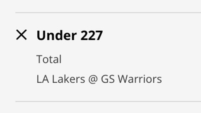 Odds for the UNDER in Lakers-Warriors Game 2 from DraftKings.
