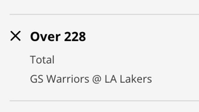 Odds for the Over in Game 3 between the Golden State Warriors and LA Lakers from DraftKings.