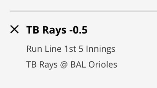 Odds for the Tampa Bay Rays' 1st 5-inning run line vs. the Orioles from DraftKings as of 3:21 p.m. ET Monday, May 8th.