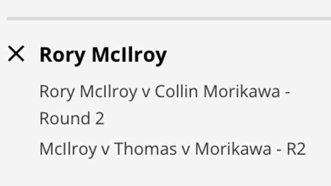 Rory McIlroy's 2nd-round head-to-head odds vs. Collin Morikawa in the 2023 PGA Championship at Oak Hill Country Club.