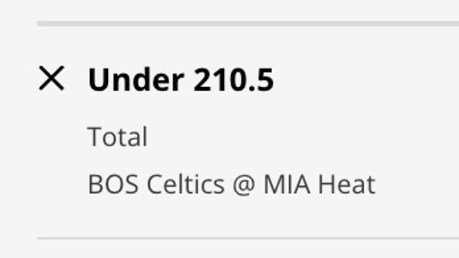 Odds for UNDER in the Celtics-Heat Game 6 from DraftKings.