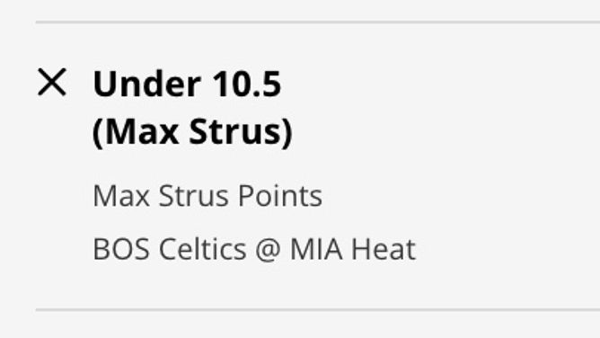 UNDER for Heat SG Max Strus' point prop in Celtics-Heat Game 6 from DraftKings.