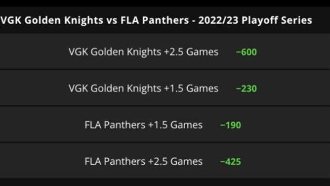 Series spread betting odds for the 2023 NHL Stanley Cup Final between the Vegas Golden Knights and Florida Panthers from DraftKings.
