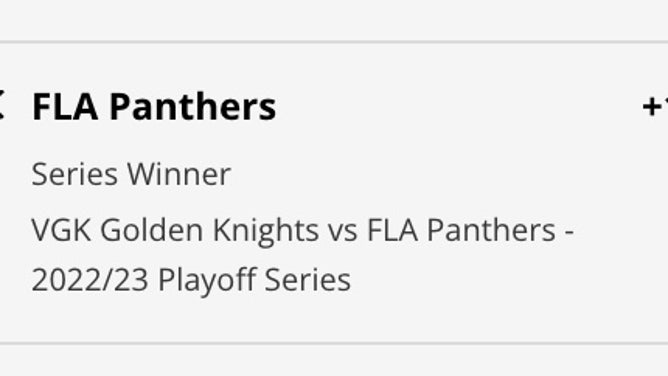 The Florida Panthers' odds to beat the Vegas Golden Knights in the 2023 Stanley Cup Final from DraftKings.