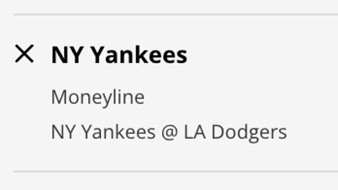 The NY Yankees' moneyline odds vs. the LA Dodgers Sunday from DraftKings.