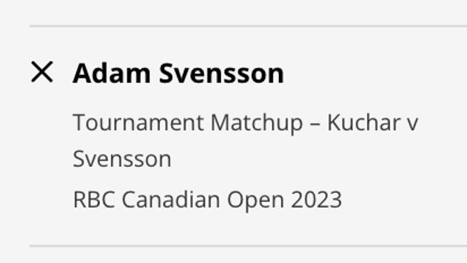 Odds for Adam Svensson to beat Matt Kuchar at the 2023 RBC Canadian Open from DraftKings.