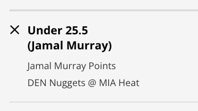 Odds for Nuggets PG Jamal Murray's UNDER points for Game 4 of the 2023 NBA Finals vs. the Heat from DraftKings.