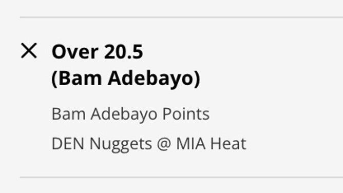 Odds for Heat big Bam Adebayo's OVER points for Game 4 of the 2023 NBA Finals vs. the Nuggets from DraftKings.