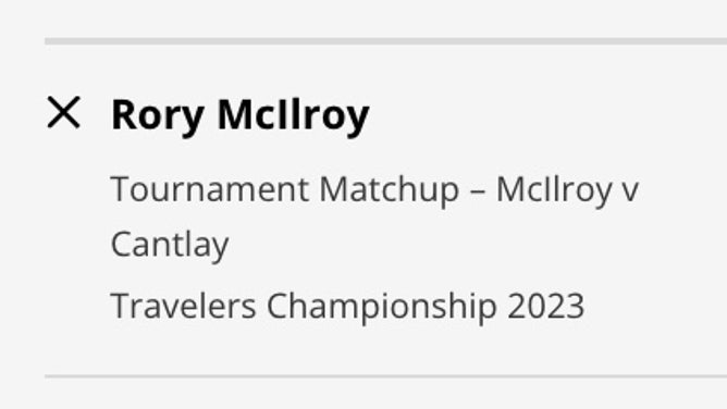 Betting odds for Rory McIlroy over Patrick Cantlay at the 2023 Travelers Championship from DraftKings.