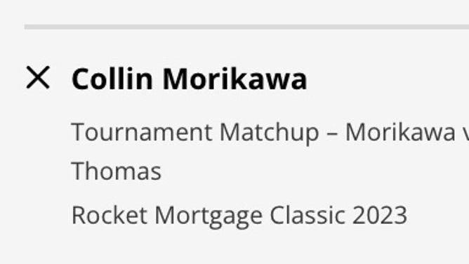 Betting odds for Collin Morikawa over Justin Thomas at the 2023 Rocket Mortgage Classic from DraftKings.