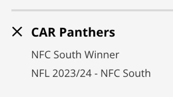 Carolina Panthers' odds to win the 2023 NFC South from DraftKings as of Tuesday, July 11th at 12:30 p.m. ET.