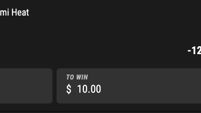 Bet slip from PointsBet for Lakers-Heat in NBA Monday.