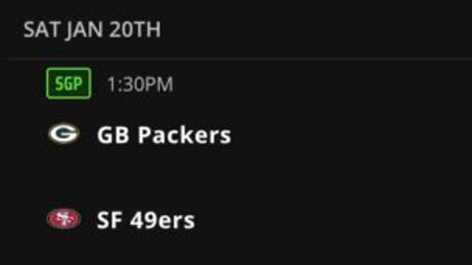 The opening line for Packers at 49ers courtesy of DraftKings Sportsbook as of 7 p.m. ET Sunday, January 14th.