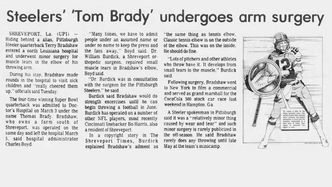 Terry Bradshaw used Tom Brady as an assumed name in 1983