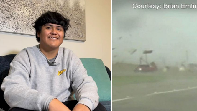 Texas tornado red truck driver high school teenager