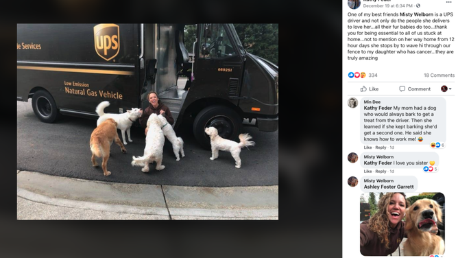 UPS driver with dogs