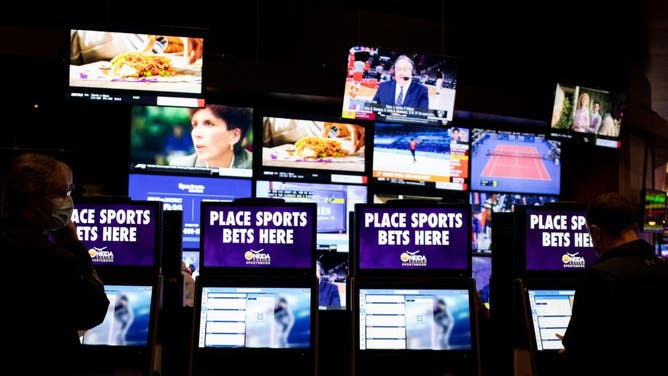 Sports betting kiosks at the Oneida Casino in Green Bay, Wisconsin.