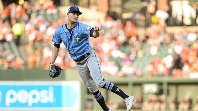 Rays starter Shane McClanahan follows through on a 1st-inning pitch vs. the Orioles at Oriole Park at Camden Yards in Baltimore, Maryland.