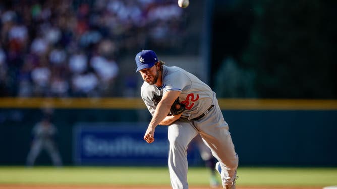 Los Angeles Dodgers' Clayton Kershaw pitches in the 1st inning vs. the Colorado Rockies at Coors Field.