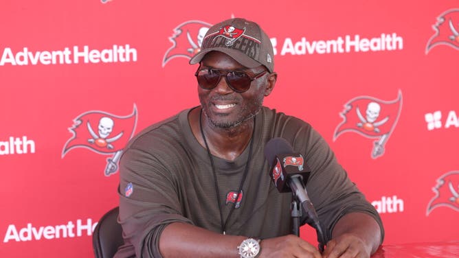 Tampa Bay Buccaneers head coach Todd Bowles gives a press conference after training camp.