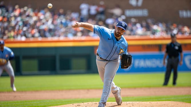 Tampa Bay Rays RHP Aaron Civale delivers in the 1st inning vs. the Tigers at Comerica Park in Detroit.