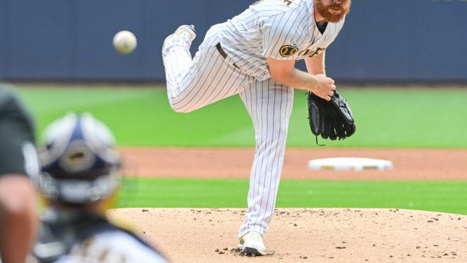 Brewers starting pitcher Brandon Woodruff vs. the Pittsburgh Pirates at American Family Field in Milwaukee, Wisconsin.