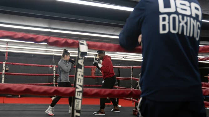USA Boxing competitor trains for an upcoming bout.