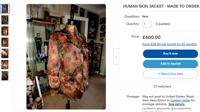 Human skin jacket on eBay!