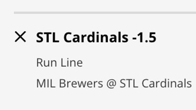Odds for the St. Louis Cardinals' run line vs. the Milwaukee Brewers Tuesday at DraftKings.
