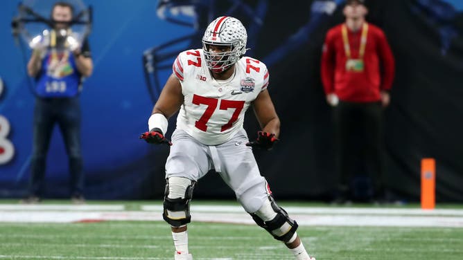 Ohio State Buckeyes offensive lineman Paris Johnson Jr. has franchise left tackle potential, making him the top offensive lineman on OutKick's NFL Draft Big Board.