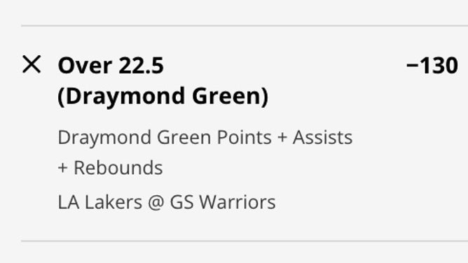 Odds for Warriors PF Draymond Green's OVER player combo at DraftKings.