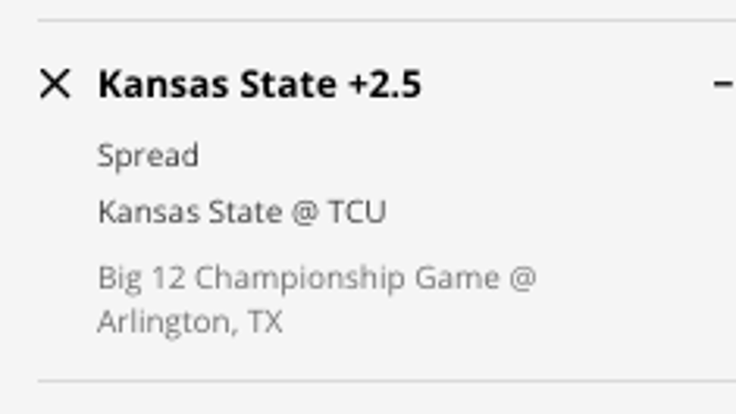 The Kansas State Wildcats' odds vs. the TCU Horned Frogs from DraftKings Sportsbook as of Tuesday, November 29th at 10:30 p.m. ET.