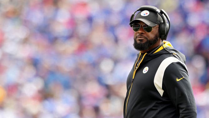 Steelers coach Mike Tomlin looks on against the Buffalo Bills at Highmark Stadium in Orchard Park, New York.