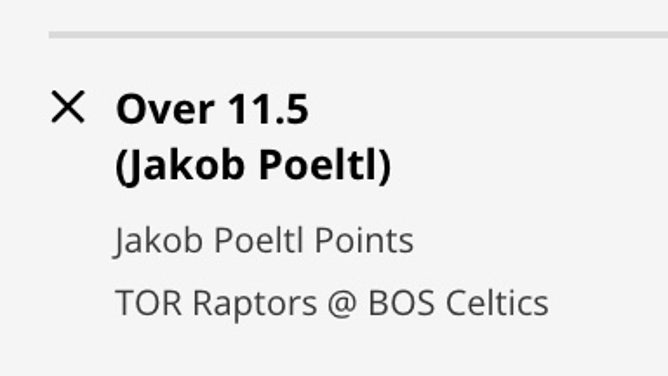 Odds for Toronto Raptors C Jakob Poeltl's point prop Friday, April 7th vs. the Boston Celtics from DraftKings Sportsbook.