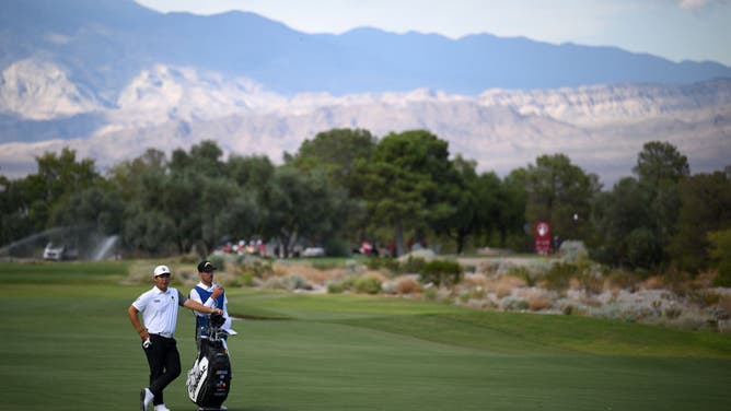 Tom Kim strategizes an approach shot on the 13th fairway Sunday in the 2022 Shriners Children's Open at TPC Summerlin in Las Vegas.
