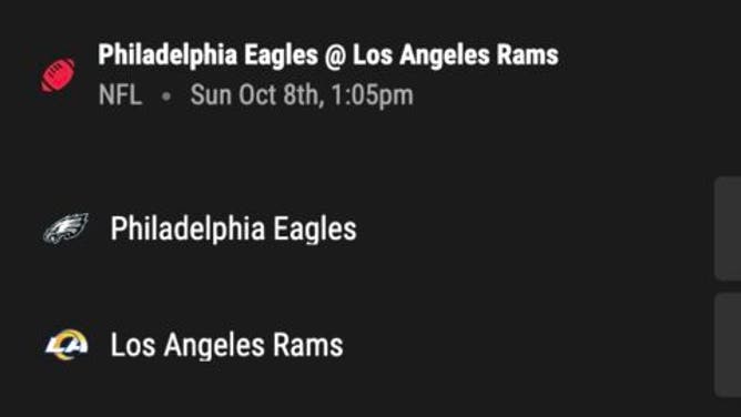 Betting odds for the Philadelphia Eagles at Los Angeles Rams for NFL Week 5 from PointsBet.